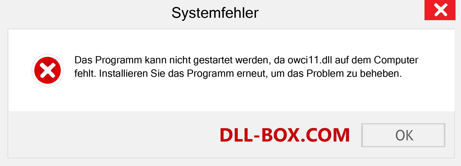 owci11.dll-Datei fehlt?. Download für Windows 7, 8, 10 - Fix owci11 dll Missing Error unter Windows, Fotos, Bildern